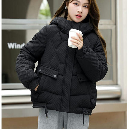 Women's Winter Cropped Puffer Jacket Zip Up Hooded Padded Outerwear
