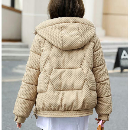 Women's Winter Cropped Puffer Jacket Zip Up Hooded Padded Outerwear