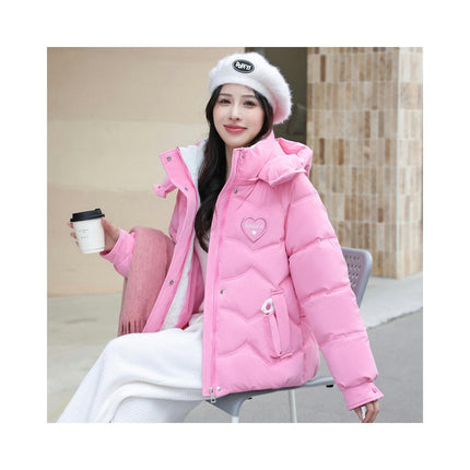 Women's Winter Cropped Puffer Jacket Hooded Zip Up Long Sleeves Outerwear