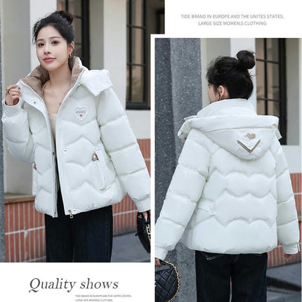 Women's Winter Cropped Puffer Jacket Hooded Zip Up Long Sleeves Outerwear