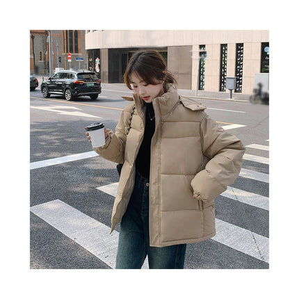 Women's Winter Cropped Puffer Jacket Quilted Hooded Padded Outerwear
