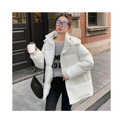 Women's Winter Cropped Puffer Jacket Quilted Hooded Padded Outerwear