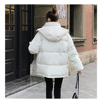 Women's Winter Cropped Puffer Jacket Quilted Hooded Padded Outerwear