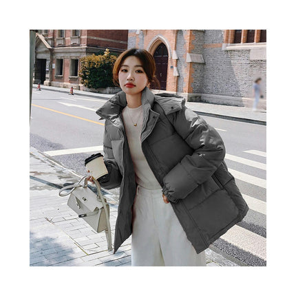 Women's Winter Cropped Puffer Jacket Quilted Hooded Padded Outerwear