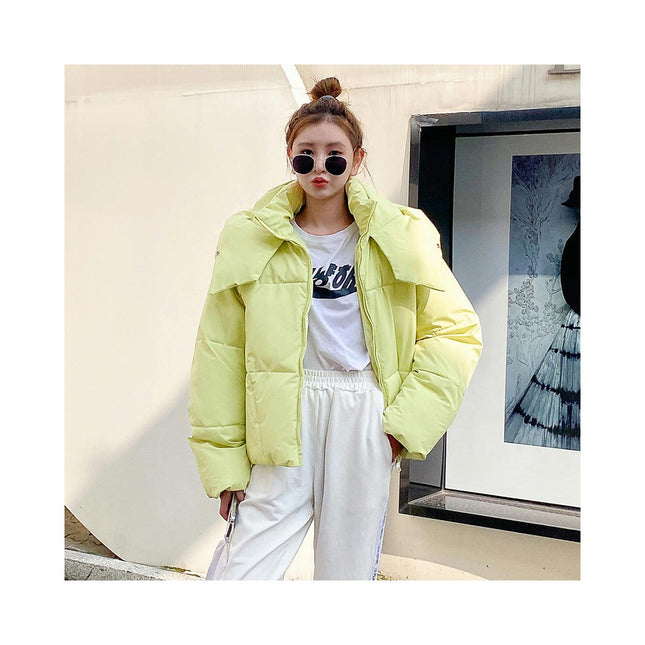 Women's Winter Cropped Puffer Jacket Long Sleeve Hooded Padded Outwear