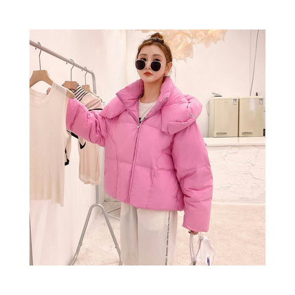 Women's Winter Cropped Puffer Jacket Long Sleeve Hooded Padded Outwear