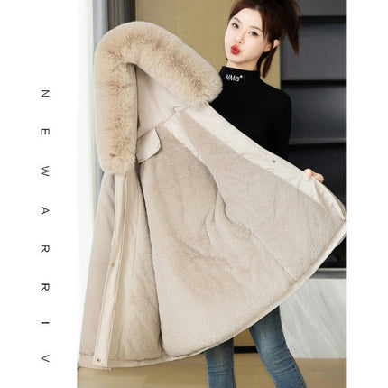 Women's Winter Thicken Warm Parka Jacket Coat with Faux Fur Hood