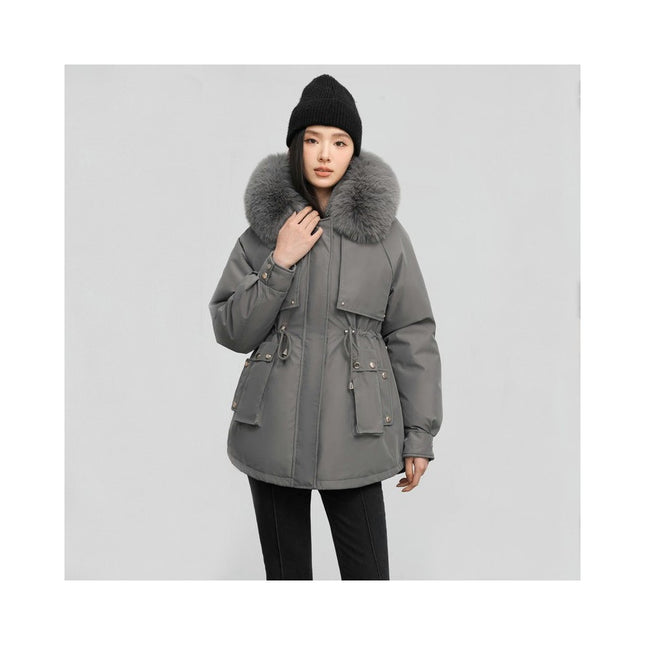 Women's Winter Warm Coat Thicken Parka Jacket with Faux Fur Hood