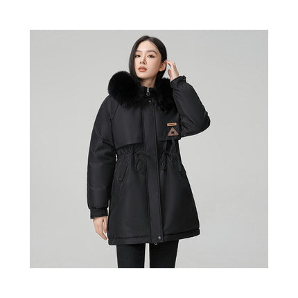 Women's Winter Coat Warm Fleece Line Parka Jacket with Faux Fur Hood Thicken Outerwear