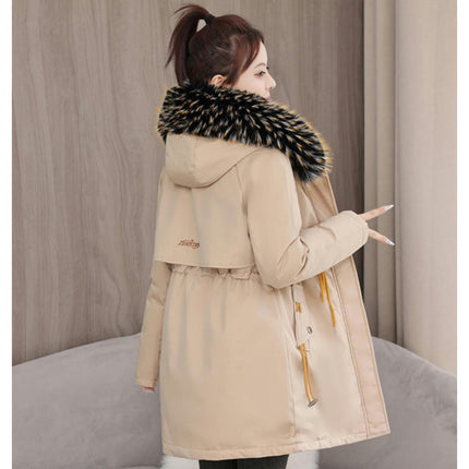 Women's Coat Warm Thicken Parka Winter Jacket with Faux Fur Hood