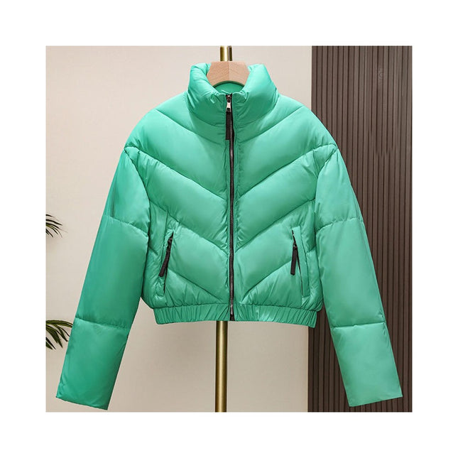 Women's Cropped Puffer Jacket Quilted Zip Up Winter Short Coat
