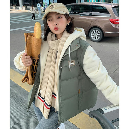Women's Winter Cropped Puffer Jacket Hooded Long Sleeve Zip Up Short Outwear