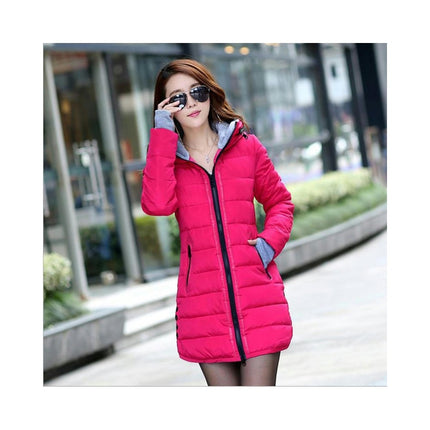 Women's Winter Down Jacket Quilted Puffer Coat Warm Hooded Slim Fit Outerwear