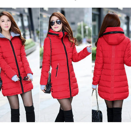Women's Winter Down Jacket Quilted Puffer Coat Warm Hooded Slim Fit Outerwear