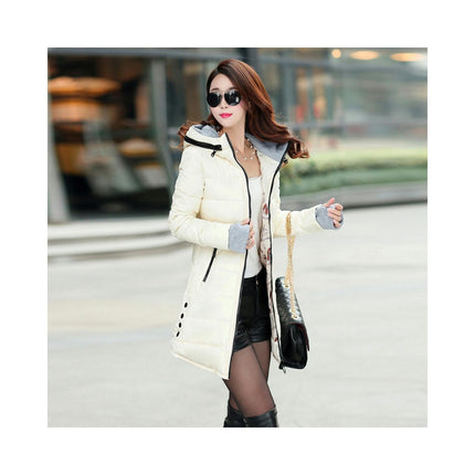 Women's Winter Down Jacket Quilted Puffer Coat Warm Hooded Slim Fit Outerwear
