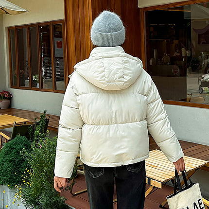 Womens Zip Up Hooded Puffer Jacket Winter Warm Long Sleeve Down Coats