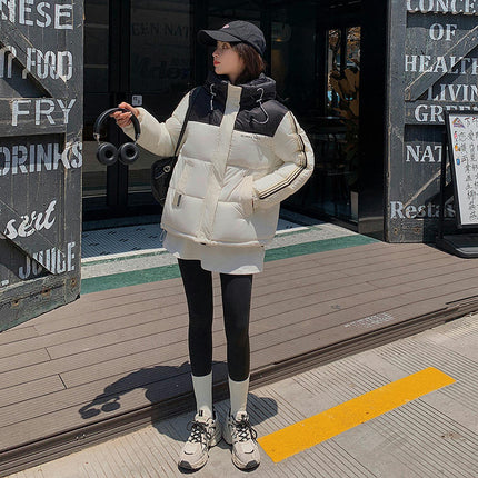 Cropped Puffer Jacket for Women Winter Zip Up Hooded Jacket Coat