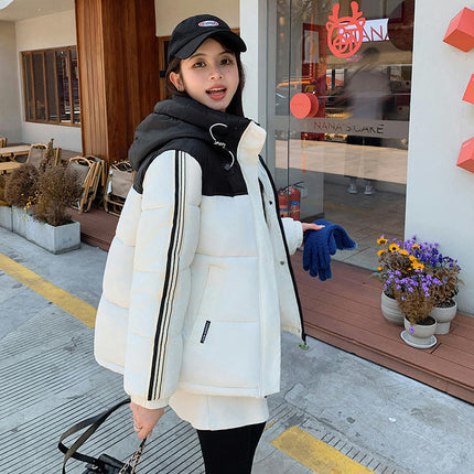 Cropped Puffer Jacket for Women Winter Zip Up Hooded Jacket Coat