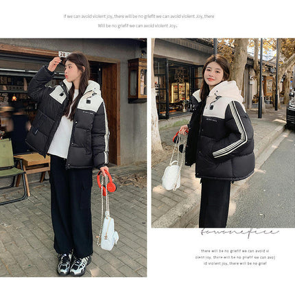 Cropped Puffer Jacket for Women Winter Zip Up Hooded Jacket Coat