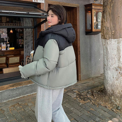 Womens Puffer Jacket Full Zip Hooded Padded Long Sleeve Winter Warm Coat
