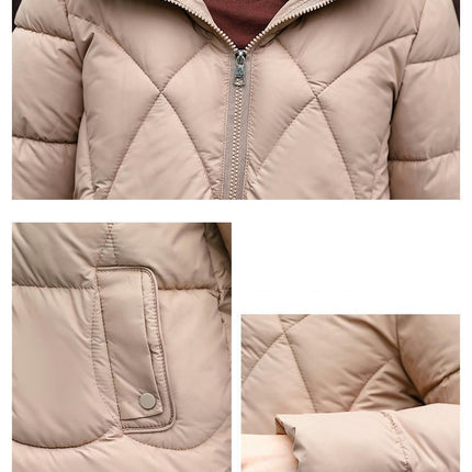 Women's Winter Cropped Puffer Jacket Long Sleeve Zip Hooded Short Down Coat