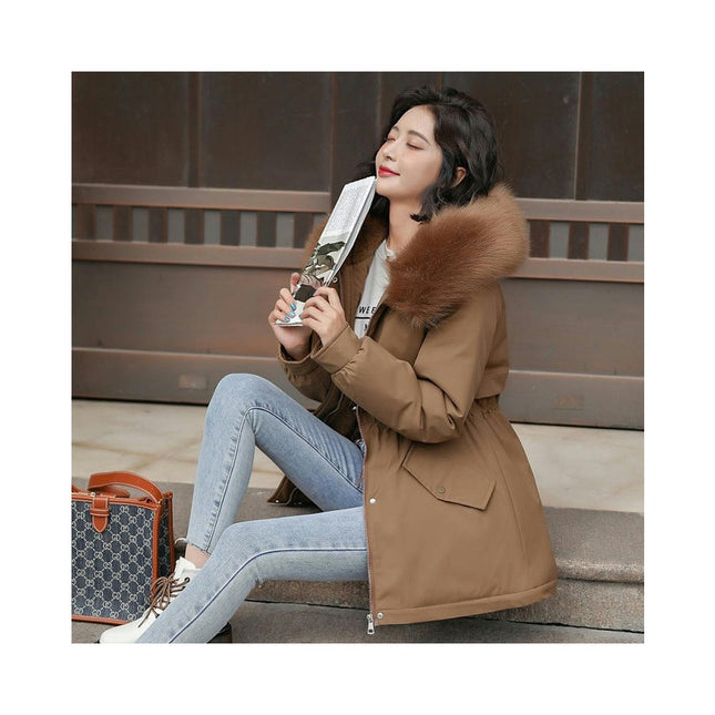 Women's Winter Coat Warm Jacket Thicken Parka with Faux Fur Hood