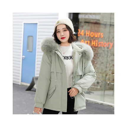 Women's Winter Coat Warm Parka Fleece Line Jacket with Faux Fur Hood