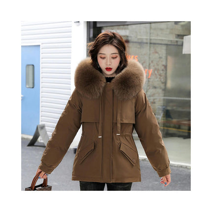 Women's Winter Coat Warm Parka Fleece Line Jacket with Faux Fur Hood