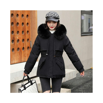 Women's Winter Coat Warm Parka Fleece Line Jacket with Faux Fur Hood