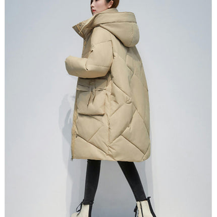 Women's Winter Down Jacket Long Padded Puffer Coat Warm Hooded Outerwear