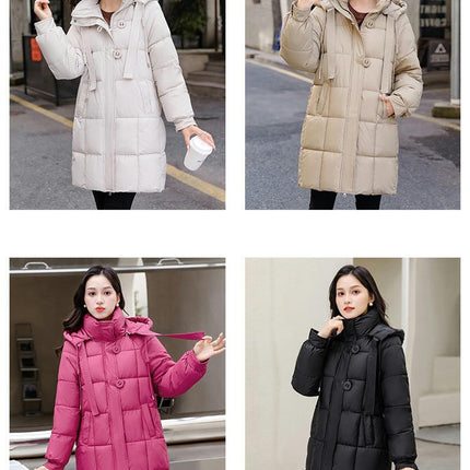 Women's Winter Down Coat Padded Puffer Warm Jacket with Hood