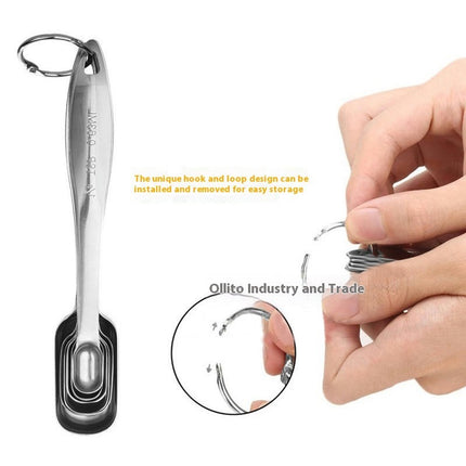 Measuring Cups and Spoons Set Stainless Steel Heavy Duty Ergonomic Handle with Ring Connector Cooking Set