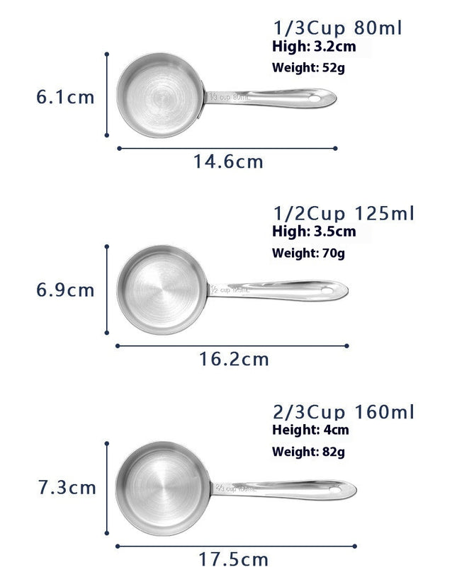 Stainless Steel Measuring Cups Heavy Duty Measuring Cup Set with Storage Ring and Cooking Nesting Set