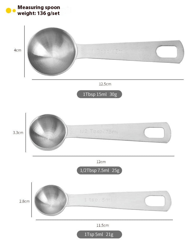 Measuring Spoon Set Stainless Steel Small Tablespoon Teaspoon with Level Stackable Metal Measuring Spoons