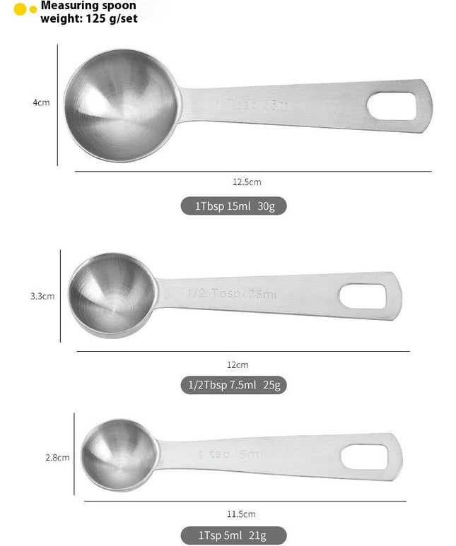 Measuring Spoons Set Stainless Steel - Stacking Metal Small Teaspoons Tablespoons Coffee Spice Jars Scoop
