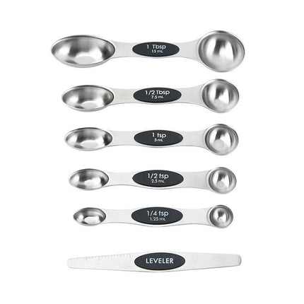 Magnetic Measuring Spoons Sets Double-Sided Spoons& Leveler Sets Stainless For Kitchen Dry or Liquid