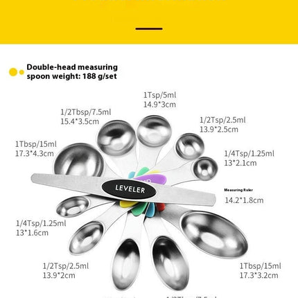 Magnetic Measuring Spoons Sets Double-Sided Spoons& Leveler Sets Stainless For Kitchen Dry or Liquid
