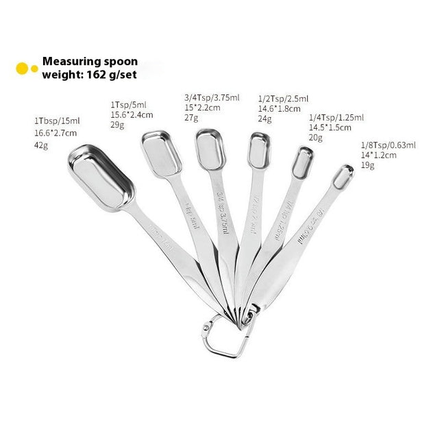 Stainless Steel Narrow Measuring Spoons Heavy Duty Metal Measuring Spoon with Long Handle and Engraved