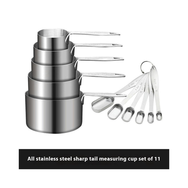 Measuring Cups & Spoons Set - Ideal for Dry and Liquid Including Etched Markings and Removable Clasp