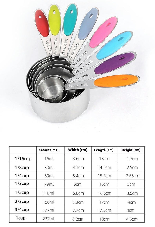 Measuring Cups and Spoons Set Nesting Stainless Steel Measuring Cups Set with Soft Touch Baking Tool