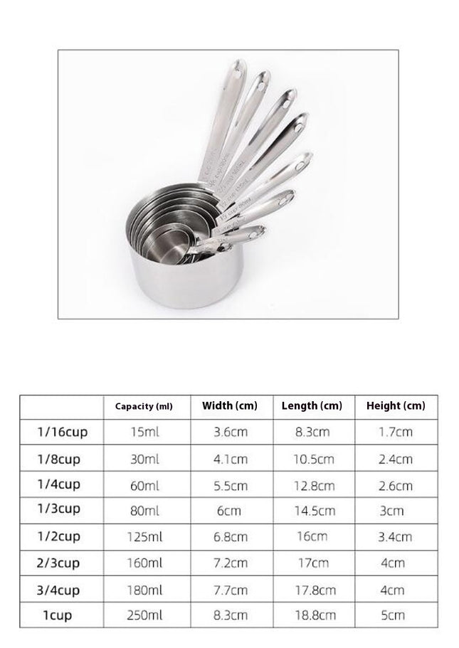 Stainless Steel Measuring Cups Heavy Duty Measuring Cups Set in Steel with Ergonomic Handle Kitchen Tool