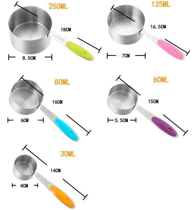 Measuring Cups Stainless Steel Measuring Cups Set of Upgraded Thickness Handle for Cooking & Baking Tool