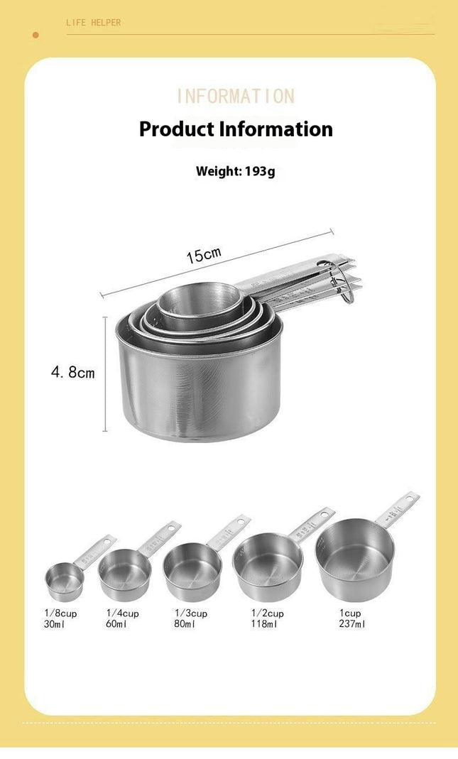 Stainless Steel Measuring Cups Set Kitchen Measuring Cup for Cooking and Baking Food Kitchen Tool Set