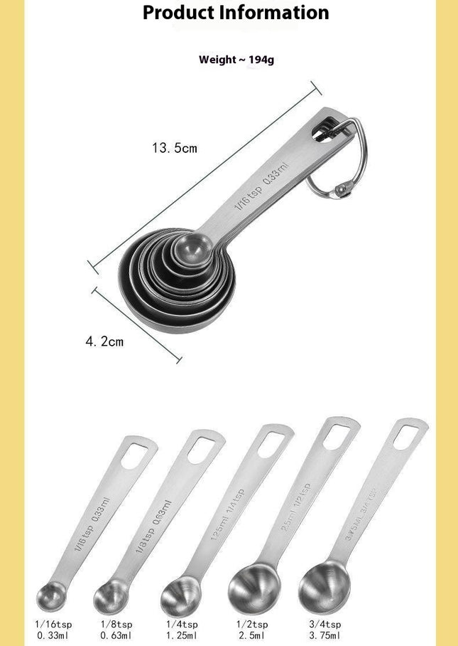 Stainless Steel Measuring Spoons Set of for Measuring Dry and Liquid Ingredients Kitchen Baking Tool