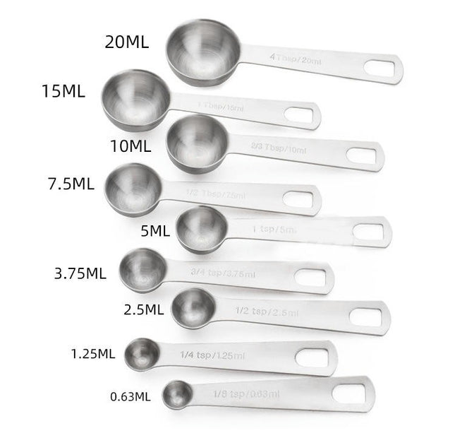 Stainless Steel Measuring Spoons Set of - with Round Metal Teaspoon & Tablespoon Measuring Spoons Set
