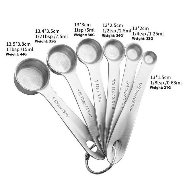 Metal Measuring Spoons Set - Baking Essentials Premium Stainless Steel Kitchen Gadgets for Easy Storage