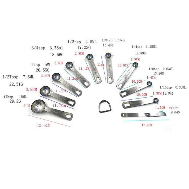 Measuring Spoons Stainless Steel Set of Dry and Liquid Ingredients Kitchen Gadgets & Utensils Metal Set