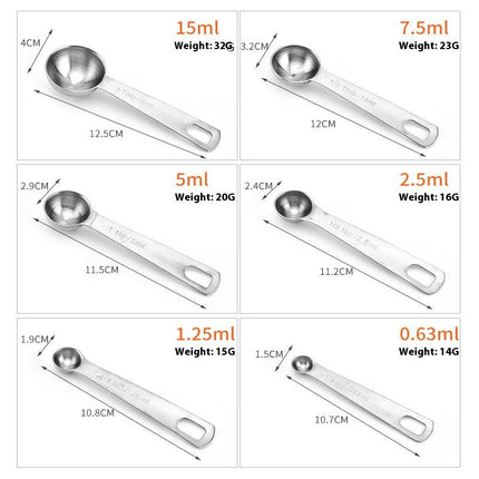 Stainless Steel Measuring Spoons Set Steel Material Heavy Duty Measuring Spoons and Leveler and Ring