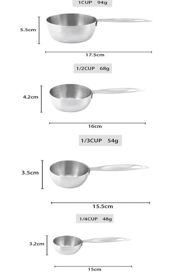 Stainless Steel Measuring Cup Set - Easy to Read Measurements Kitchen Tools For Dry and Liquid Ingredients