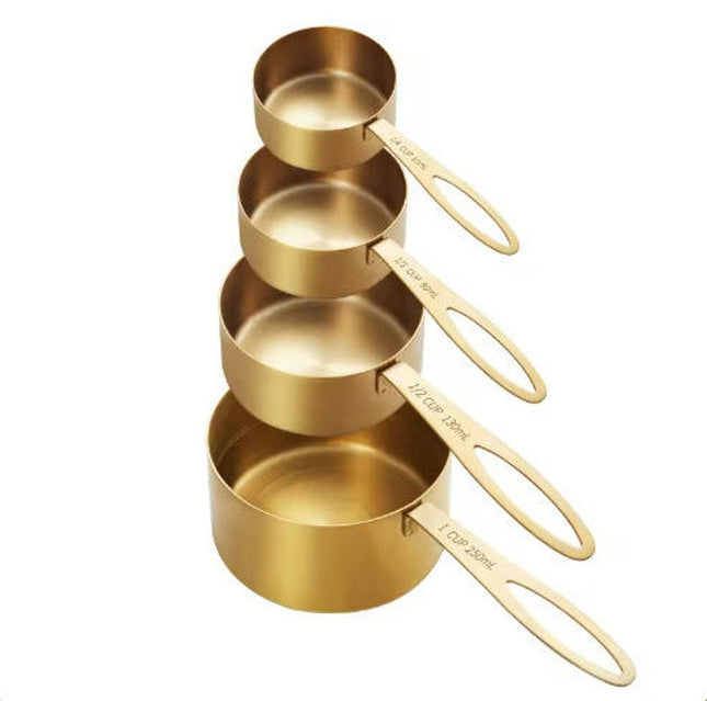 Measuring Cups and Spoons Set Stainless Steel Handles with Metric and US Measurements Polished Finish